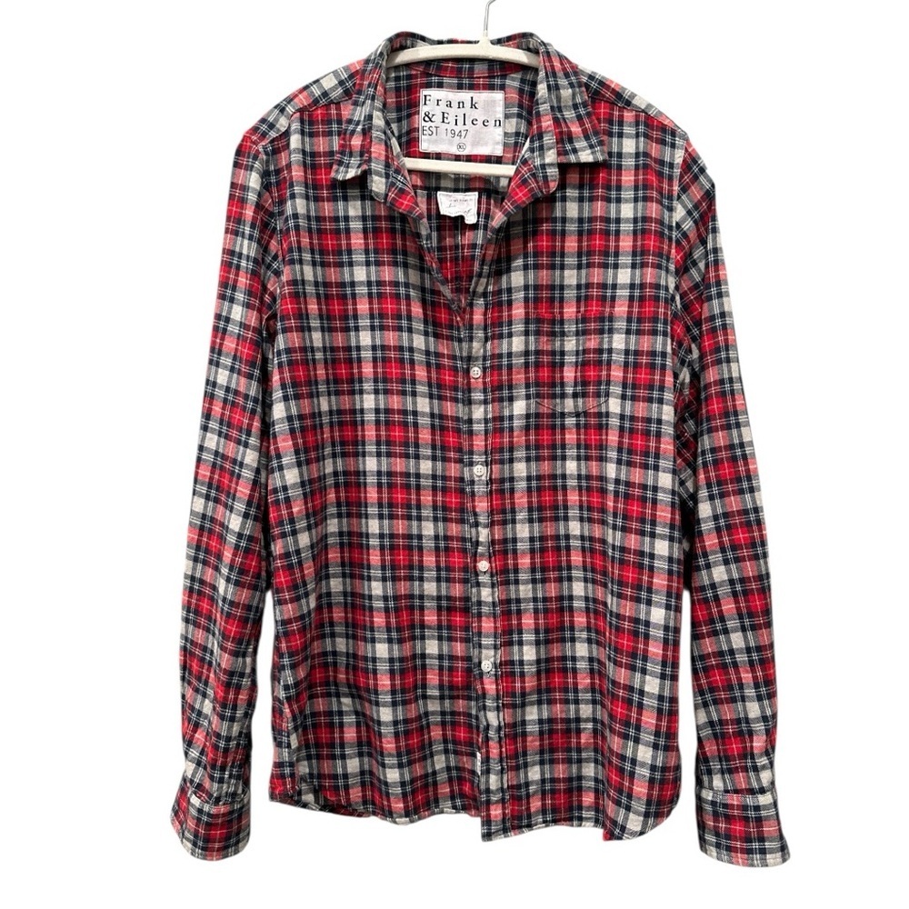 Frank & Eileen Barry Flannel Button Down Red Black Cozy Soft Casual Sz XL